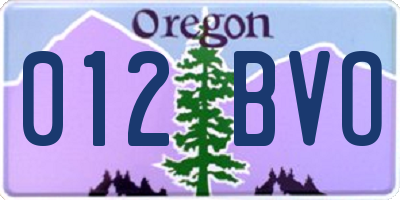OR license plate 012BVO