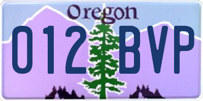 OR license plate 012BVP