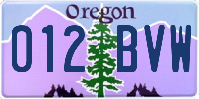 OR license plate 012BVW