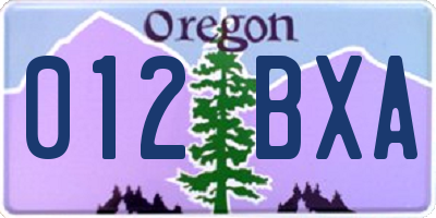 OR license plate 012BXA