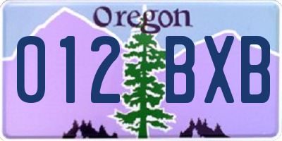 OR license plate 012BXB