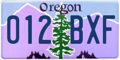 OR license plate 012BXF