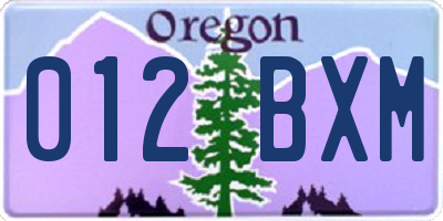 OR license plate 012BXM