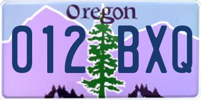 OR license plate 012BXQ