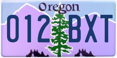 OR license plate 012BXT
