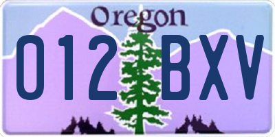 OR license plate 012BXV