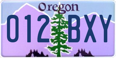 OR license plate 012BXY
