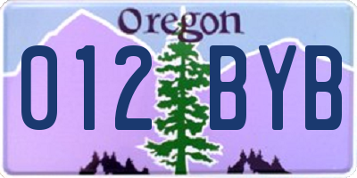 OR license plate 012BYB