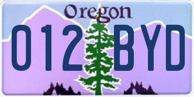 OR license plate 012BYD