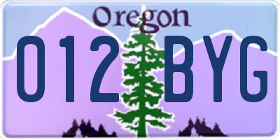 OR license plate 012BYG