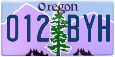 OR license plate 012BYH