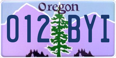OR license plate 012BYI