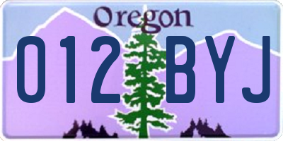 OR license plate 012BYJ