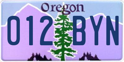 OR license plate 012BYN