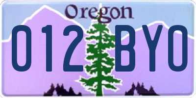 OR license plate 012BYO