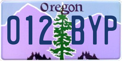 OR license plate 012BYP