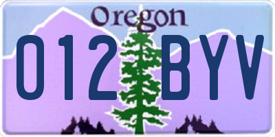 OR license plate 012BYV