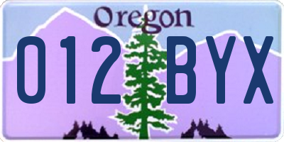 OR license plate 012BYX