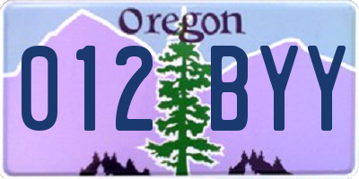 OR license plate 012BYY