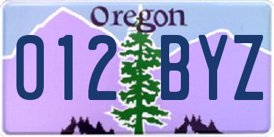 OR license plate 012BYZ