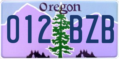 OR license plate 012BZB