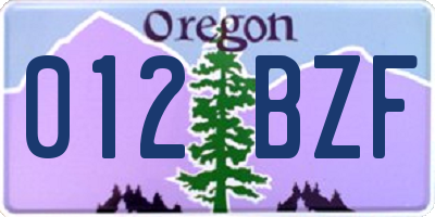 OR license plate 012BZF