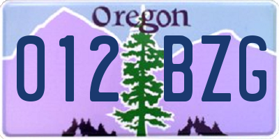 OR license plate 012BZG
