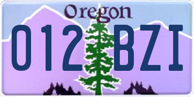 OR license plate 012BZI