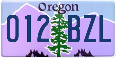OR license plate 012BZL