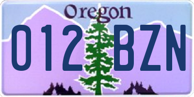 OR license plate 012BZN