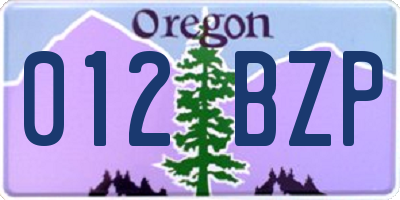 OR license plate 012BZP