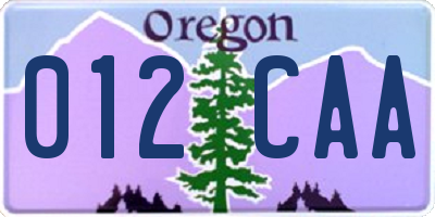 OR license plate 012CAA