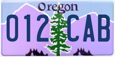 OR license plate 012CAB