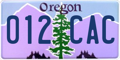 OR license plate 012CAC