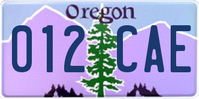 OR license plate 012CAE