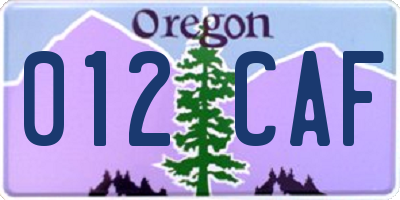 OR license plate 012CAF