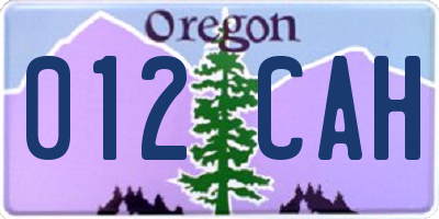 OR license plate 012CAH