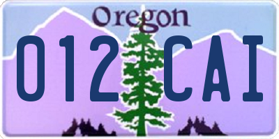 OR license plate 012CAI
