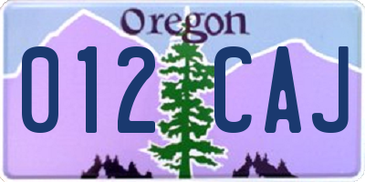 OR license plate 012CAJ