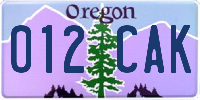 OR license plate 012CAK