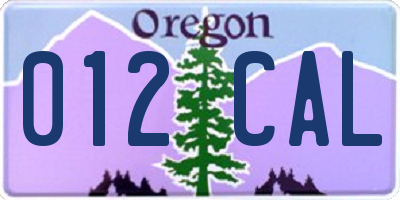 OR license plate 012CAL