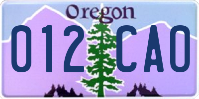OR license plate 012CAO