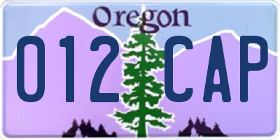 OR license plate 012CAP