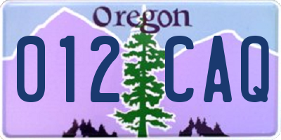 OR license plate 012CAQ