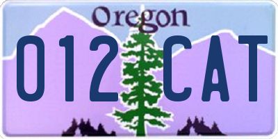 OR license plate 012CAT