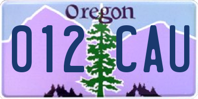 OR license plate 012CAU