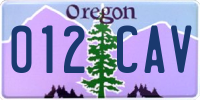 OR license plate 012CAV