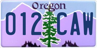 OR license plate 012CAW