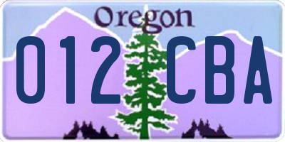 OR license plate 012CBA