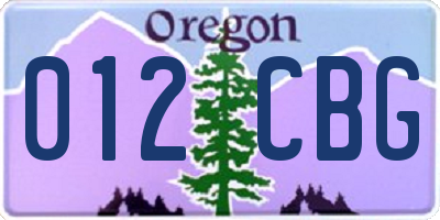 OR license plate 012CBG